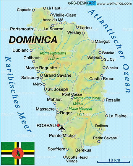 Physical Map Dominica